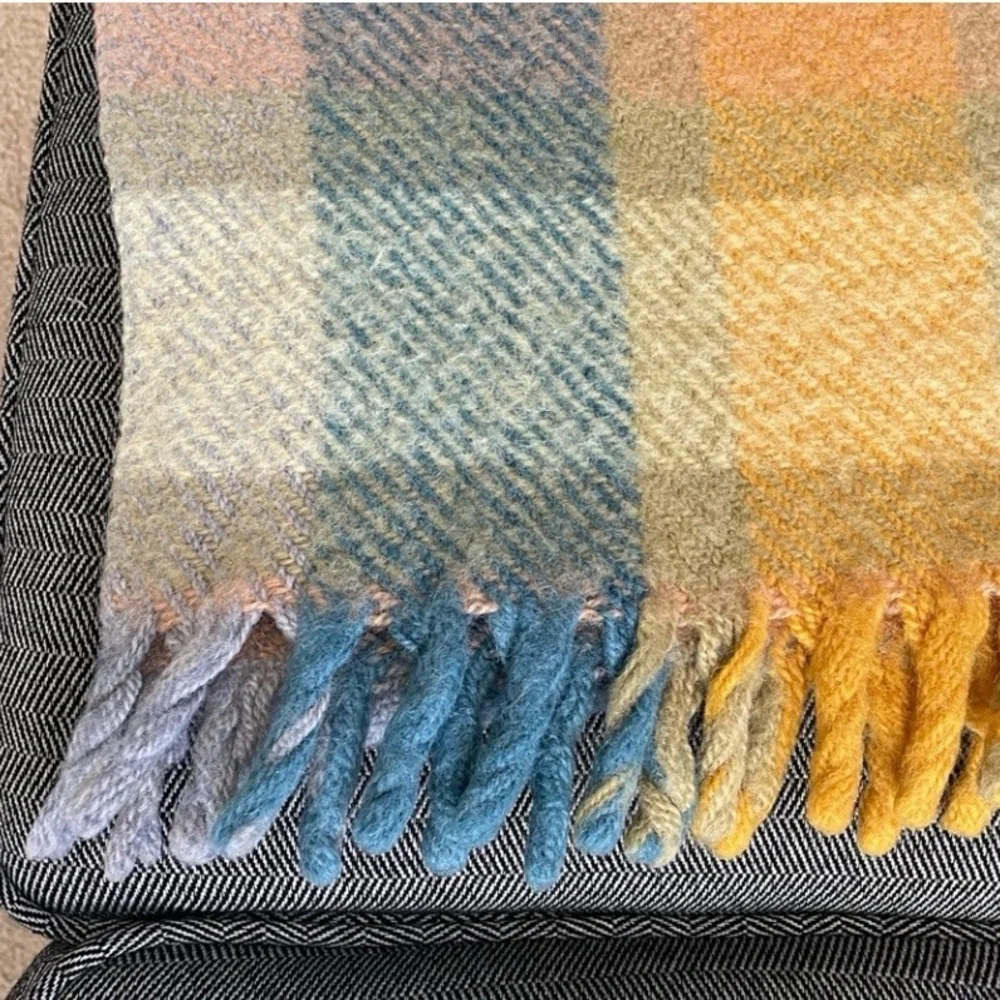 Plaid Multicolor Wool Throw Blanket